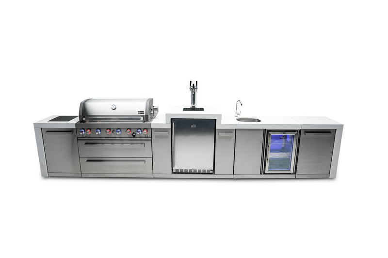 MONT ALPI 6-BURNER DELUXE ISLAND WITH A KEGERATOR AND A BEVERAGE CENTER-MAi805-DKEGBEV