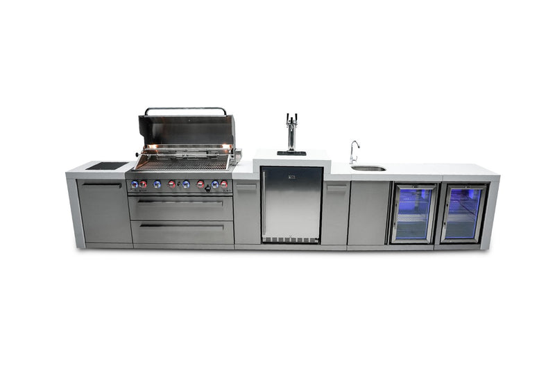 Mont Alpi 805 Deluxe Island with a Kegerator, Beverage Center and Fridge Cabinet-MAi805-DKEGBEVFC