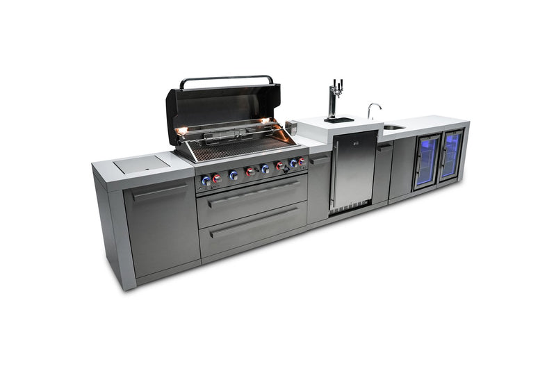 Mont Alpi 805 Deluxe Island with a Kegerator, Beverage Center and Fridge Cabinet-MAi805-DKEGBEVFC