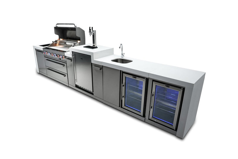 Mont Alpi 805 Deluxe Island with a Kegerator, Beverage Center and Fridge Cabinet-MAi805-DKEGBEVFC