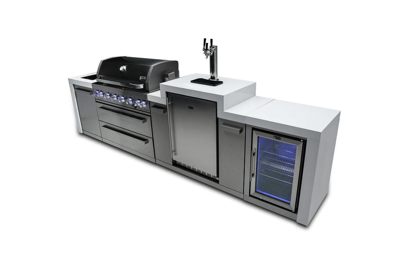 Mont Alpi 6-burner Deluxe Island with a kegerator and fridge cabinet-MAi805-DKEGFC