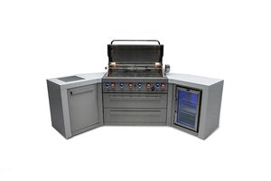 MONT ALPI 6-BURNER DELUXE ISLAND WITH 45-DEGREE CORNERS AND A FRIDGE CABINET-MAi805-D45FC