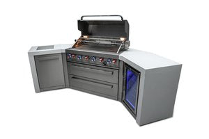 MONT ALPI 6-BURNER DELUXE ISLAND WITH 45-DEGREE CORNERS AND A FRIDGE CABINET-MAi805-D45FC