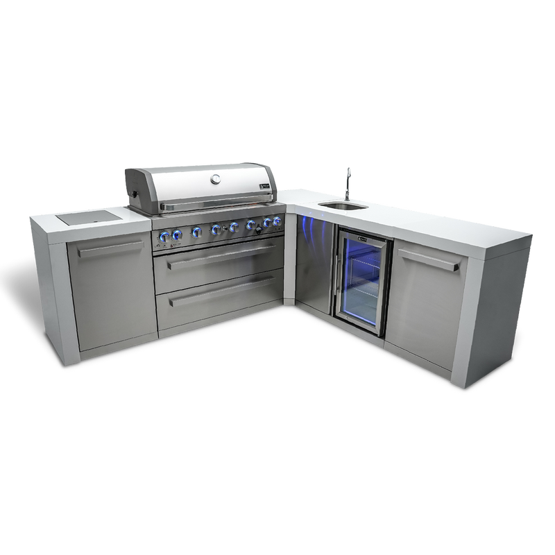 Mont Alpi 805 Deluxe Island with a 90 Degree Corner and Beverage Center-MAi805-D90BEV