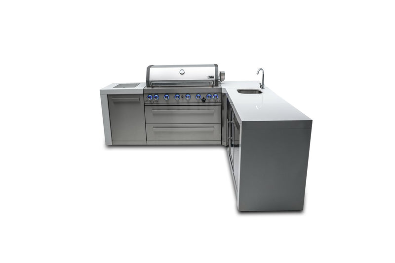 Mont Alpi 805 Deluxe Island with a 90 Degree Corner and Beverage Center-MAi805-D90BEV