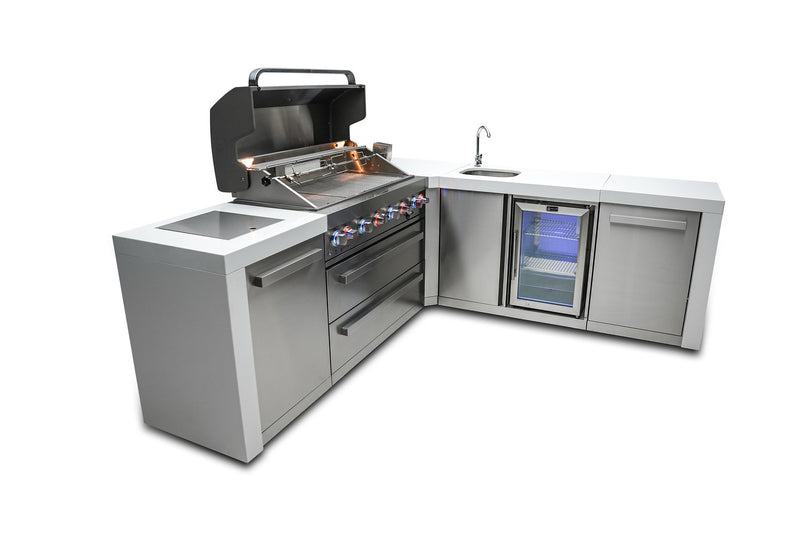 Mont Alpi 805 Deluxe Island with a 90 Degree Corner and Beverage Center-MAi805-D90BEV