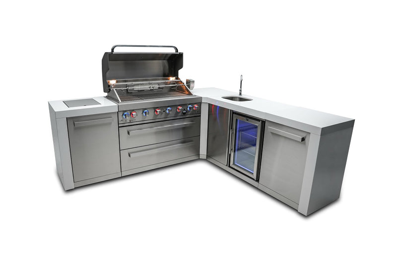 Mont Alpi 805 Deluxe Island with a 90 Degree Corner and Beverage Center-MAi805-D90BEV