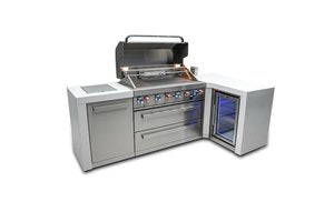 MONT ALPI 6-BURNER DELUXE ISLAND WITH A 90-DEGREE CORNER AND A FRIDGE CABINET-MAi805-D90FC