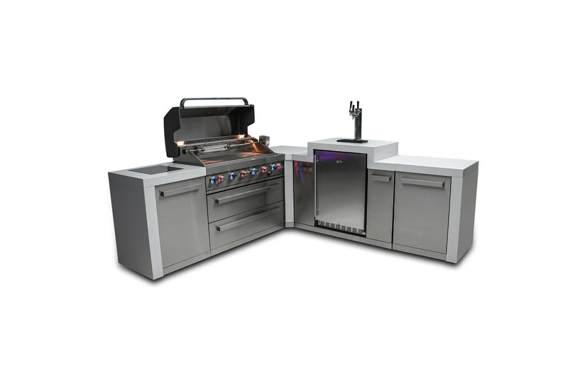 MONT ALPI 6-BURNER DELUXE ISLAND WITH A 90-DEGREE CORNER AND KEGERATOR-MAi805-D90KEG