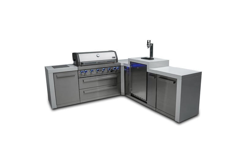 MONT ALPI 6-BURNER DELUXE ISLAND WITH A 90-DEGREE CORNER AND KEGERATOR-MAi805-D90KEG