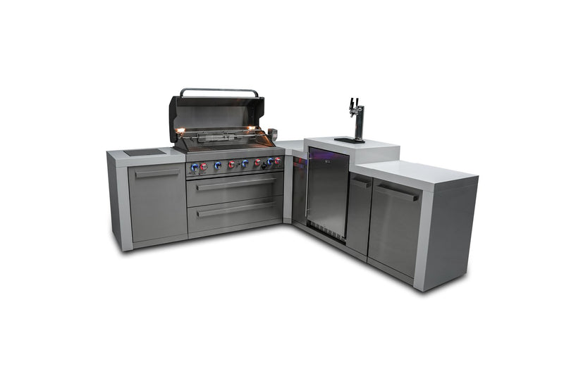 MONT ALPI 6-BURNER DELUXE ISLAND WITH A 90-DEGREE CORNER AND KEGERATOR-MAi805-D90KEG