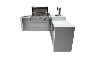 MONT ALPI 6-BURNER DELUXE ISLAND WITH A 90-DEGREE CORNER AND KEGERATOR-MAi805-D90KEG