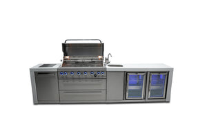 MONT ALPI 6-BURNER DELUXE ISLAND WITH A BEVERAGE CENTER AND FRIDGE CABINET-MAi805-DBEVFC-