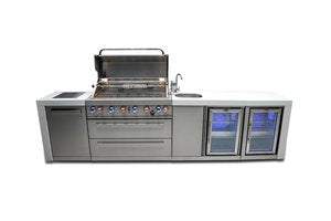 MONT ALPI 6-BURNER DELUXE ISLAND WITH A BEVERAGE CENTER AND FRIDGE CABINET-MAi805-DBEVFC-