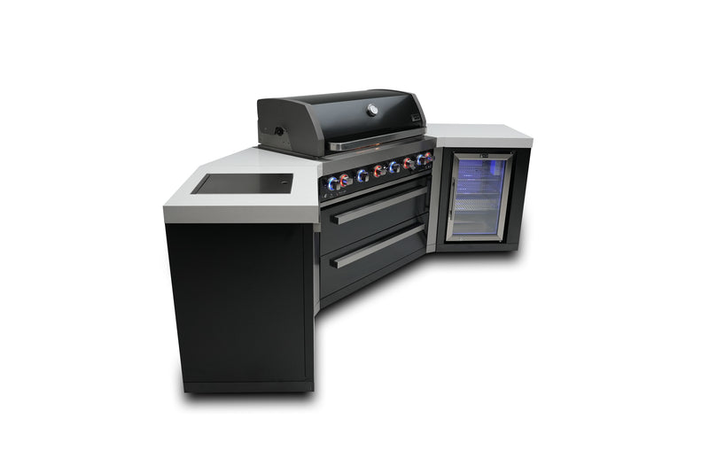 MONT ALPI 805 BLACK STAINLESS STEEL ISLAND WITH 45-DEGREE CORNERS AND A FRIDGE CABINET-MAi805-BSS45FC