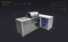 Load image into Gallery viewer, MONT ALPI 4-BURNER DELUXE ISLAND WITH A 90-DEGREE CORNER AND A FRIDGE CABINET-MAi400-D90FC
