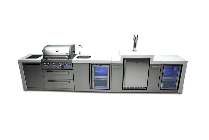MONT ALPI 4-BURNER DELUXE ISLAND WITH A KEGERATOR, BEVERAGE CENTER AND FRIDGE CABINET-MAi400-DKEGBEVFC