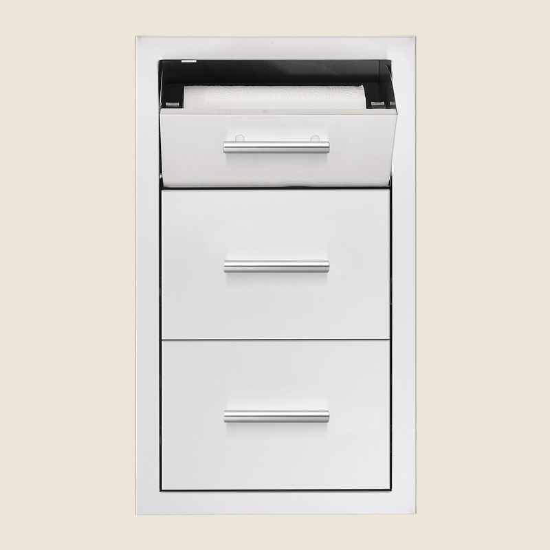 Summerset 17" Masonry Vertical 2-Drawer & Paper Towel Holder Combo