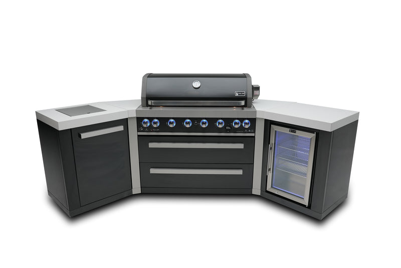 MONT ALPI 805 BLACK STAINLESS STEEL ISLAND WITH 45-DEGREE CORNERS AND A FRIDGE CABINET-MAi805-BSS45FC