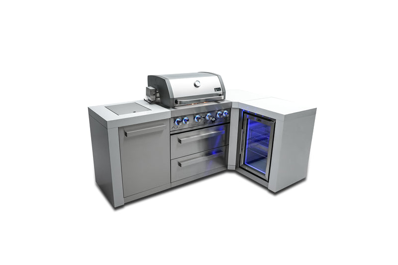 MONT ALPI 4-BURNER DELUXE ISLAND WITH A 90-DEGREE CORNER AND A FRIDGE CABINET-MAi400-D90FC