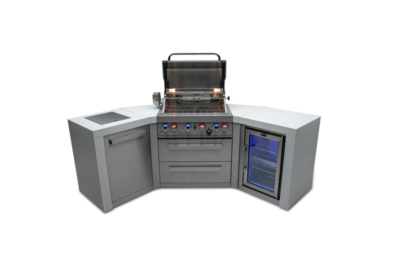 MONT ALPI 4-BURNER DELUXE ISLAND WITH 45-DEGREE CORNERS AND A FRIDGE CABINET-MAi400-D45FC