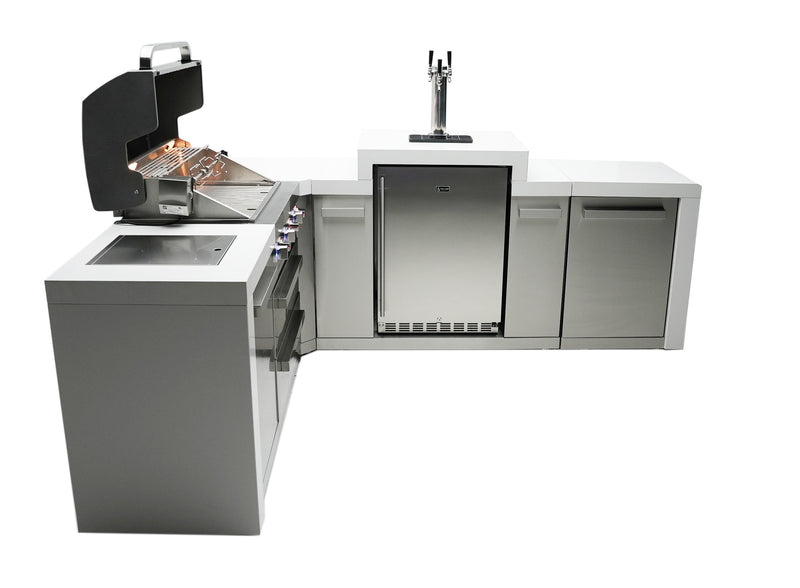 MONT ALPI 4-BURNER DELUXE ISLAND WITH A 90-DEGREE CORNER AND KEGERATOR-MAi400-D90KEG