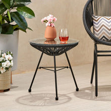 Load image into Gallery viewer, Nusa - Modern Rattan Side Table With Tempered Glass Top
