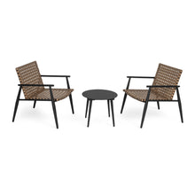 Load image into Gallery viewer, Outdoor Chat Set, 2 Chairs &amp; Side Table - Black / Brown
