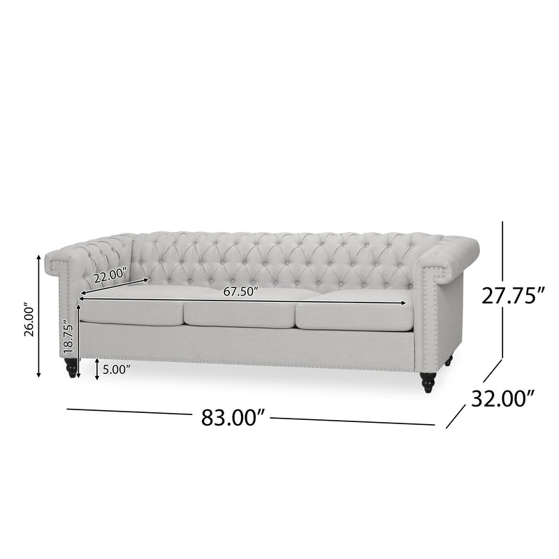 Chesterfield Style 3 Seater Sofa With Deep Button Tufting