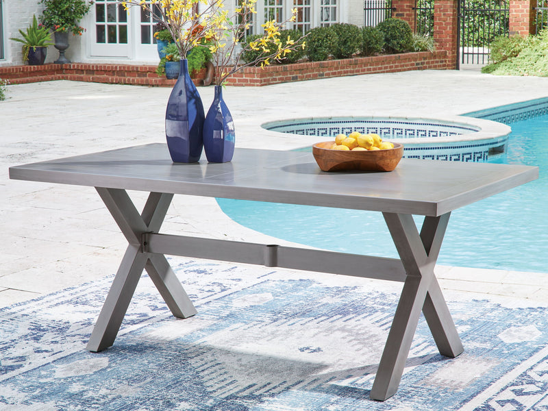 Half Moon Beach - Rectangular Dining Table With Umbrella Option - Gray