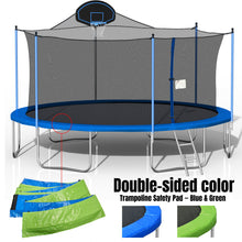 Load image into Gallery viewer, 16Ft Trampoline For Adults &amp; Kids With Basketball Hoop, Double-Sided Cover, Outdoor Trampolines With Ladder And Safety Enclosure Net For Kids And Adults - Blue
