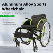 Load image into Gallery viewer, Premium Lightweight Foldable Sport Wheelchair All Body Sturdy &amp; Comfortable 250Lbs Capacity Easy Folding 24" Sports Tires Perfect For Outdoor - Black / Green
