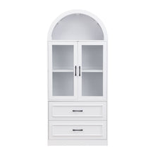 Load image into Gallery viewer, Arched Top Storage Cabinet With Fixed 2 Tier Shelves, 2 Large Drawers
