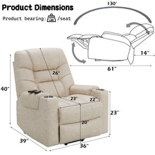 Load image into Gallery viewer, Nairi - Leather Aire Power Motion Recliner With Lift Heating Massage Function - Ivory
