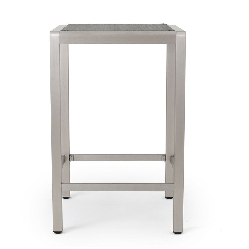 Outdoor 43" Aluminum Bar Table With Rattan Table Top - Gray