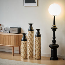 Load image into Gallery viewer, Floor Metal Vases (Set of 3) Gorgeous Home Decoration Large Glazed Metal Vases - Black / Gold
