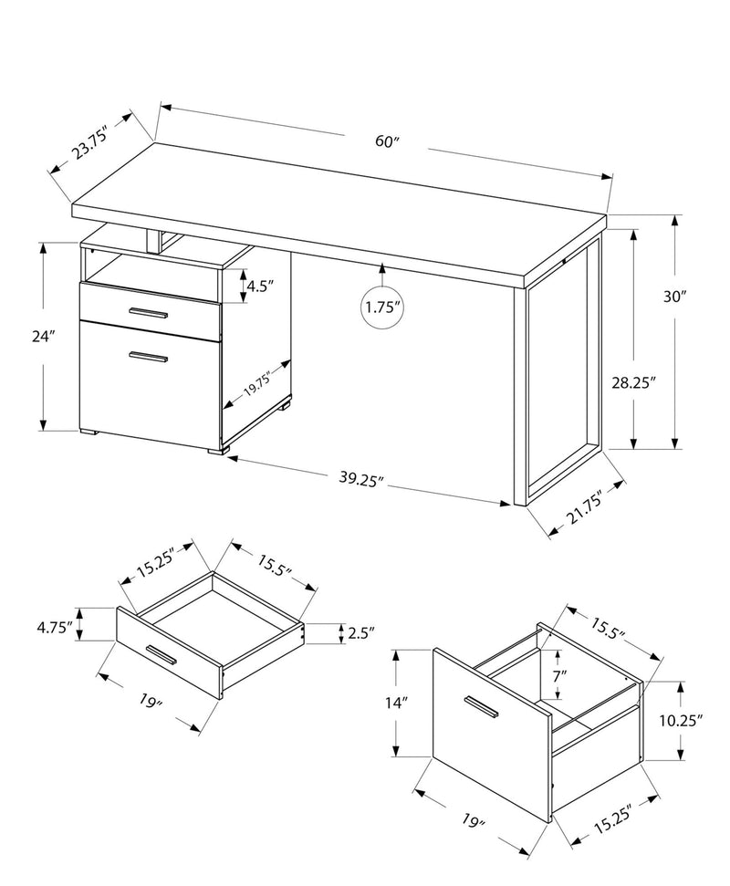 Computer Desk For Home Office, Laptop, Left, Right Set Up, Storage Drawers - Taupe