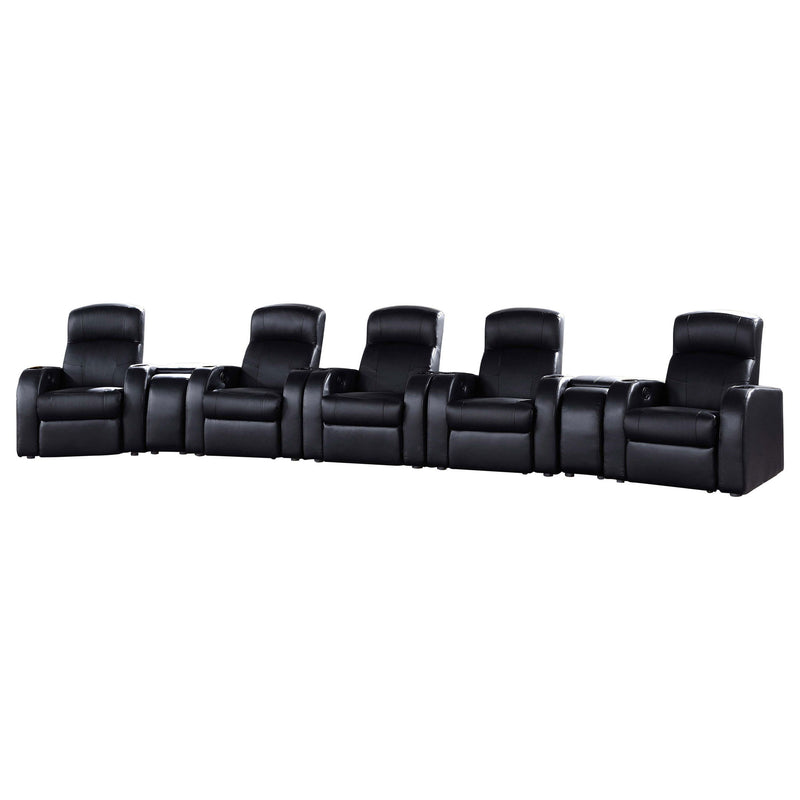 Franky - 7 Piece Seater Home Theater Set, Reclining Chairs & Storage Consoles - Black