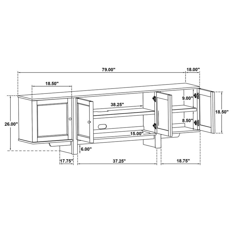 Kimpton - 4 Door Cane TV Stand Media Console - Beige