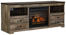 Load image into Gallery viewer, Trinell - 63" TV Stand With Glass/Stone Fireplace Insert - Brown
