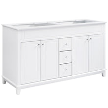 Load image into Gallery viewer, Bathroom Vanity Cabinet Only, 3 Drawers &amp; 4 Doors &amp; Double Layer Shelves - White

