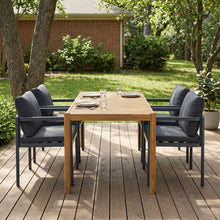 Load image into Gallery viewer, 5 Piece Outdoor Patio Dining Set With Table, Chairs With Cushions - Gray / Light Teak
