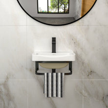 Load image into Gallery viewer, Wall Mounted Bathroom Sink With Towel Bar &amp; Overflow - White / Black
