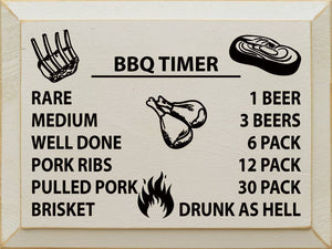 SAWDUST CITY - BBQ TIMER: Rare/1 beer, medium/3 beers, well done/6 pack…