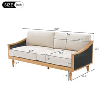 Load image into Gallery viewer, 3 Seater Sofa With Rattan Armrests
