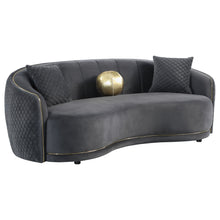 Load image into Gallery viewer, Luxe Upholstered Curved Sofa With Trim And Diamond Quilting - Dark Gray
