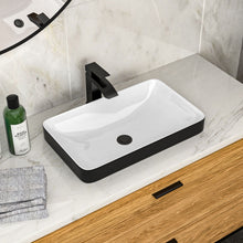 Load image into Gallery viewer, Semi Recessed Bathroom Sink With Vessel Design, Durable Glazed - White / Black
