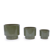 Load image into Gallery viewer, 3 Pieces Ceramic Flowerpot, Planter For Patio, Garden Or Windowsills - Antique Light Green
