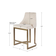 Load image into Gallery viewer, Upholstered Counter Stool With Metal Base - Cream
