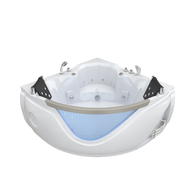 Xavier - Double Corner Massage Bathtub, Equipped & Gfci Plug And Ul Certified Water Pump, Upc Certified Drain - Milk White